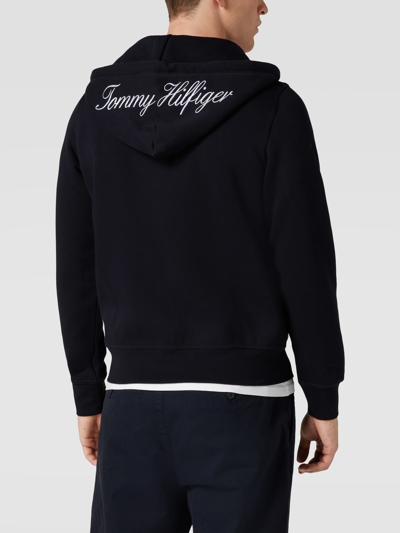 Sweatjacke mit Label-Detail Modell 'CIRCLE MIXED TYPE ZIP' in marineblau