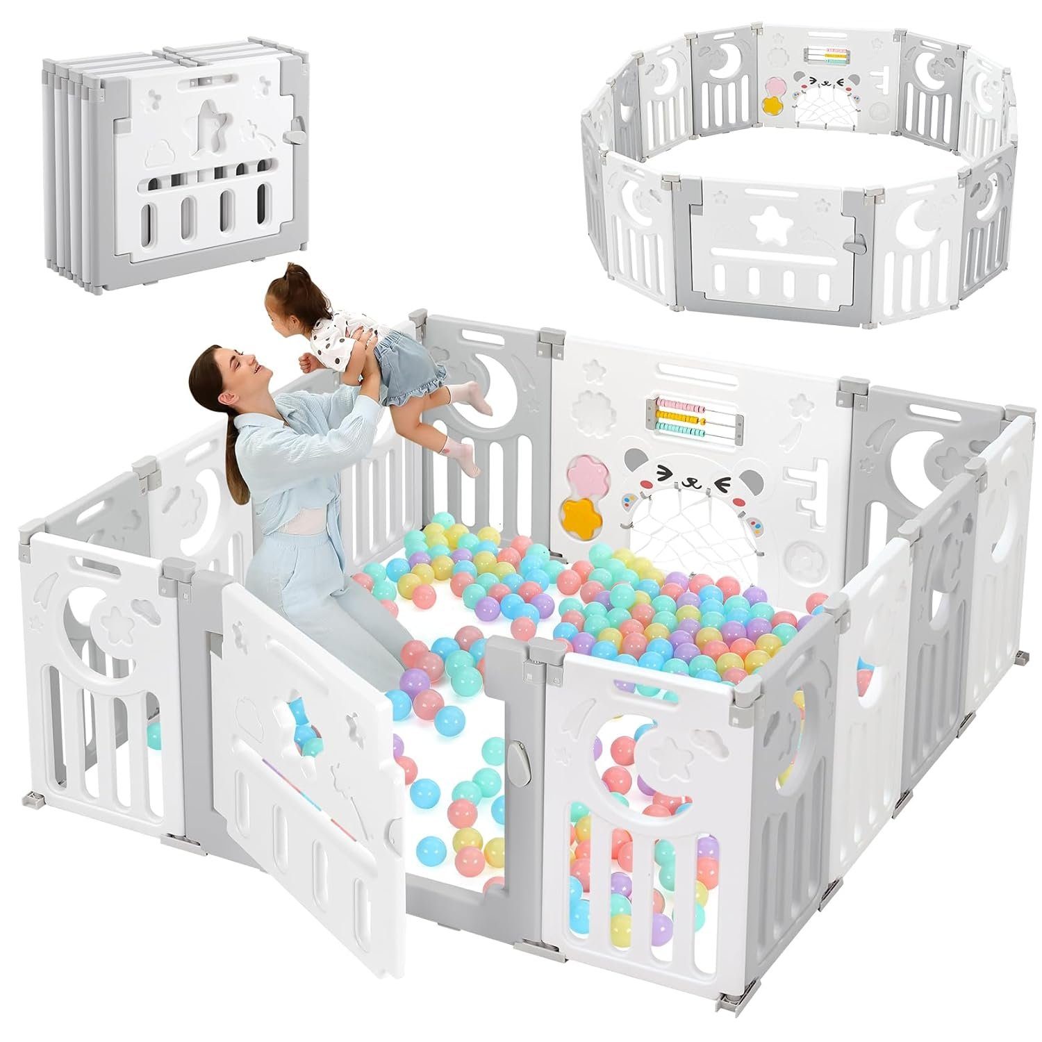 NAIMP Laufgitter Babyschranke, 14 Elemente Laufstall Laufgitter für Kinder (14-tlg)