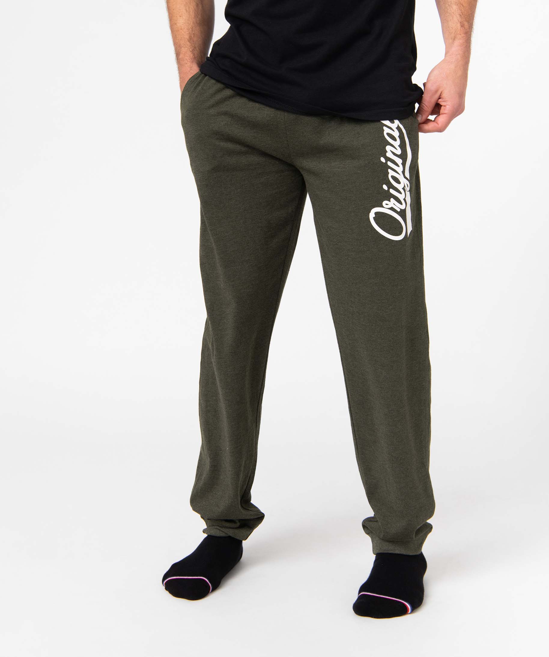 Pantalon de pyjama homme en jersey à taille élastique kaki | GEMO