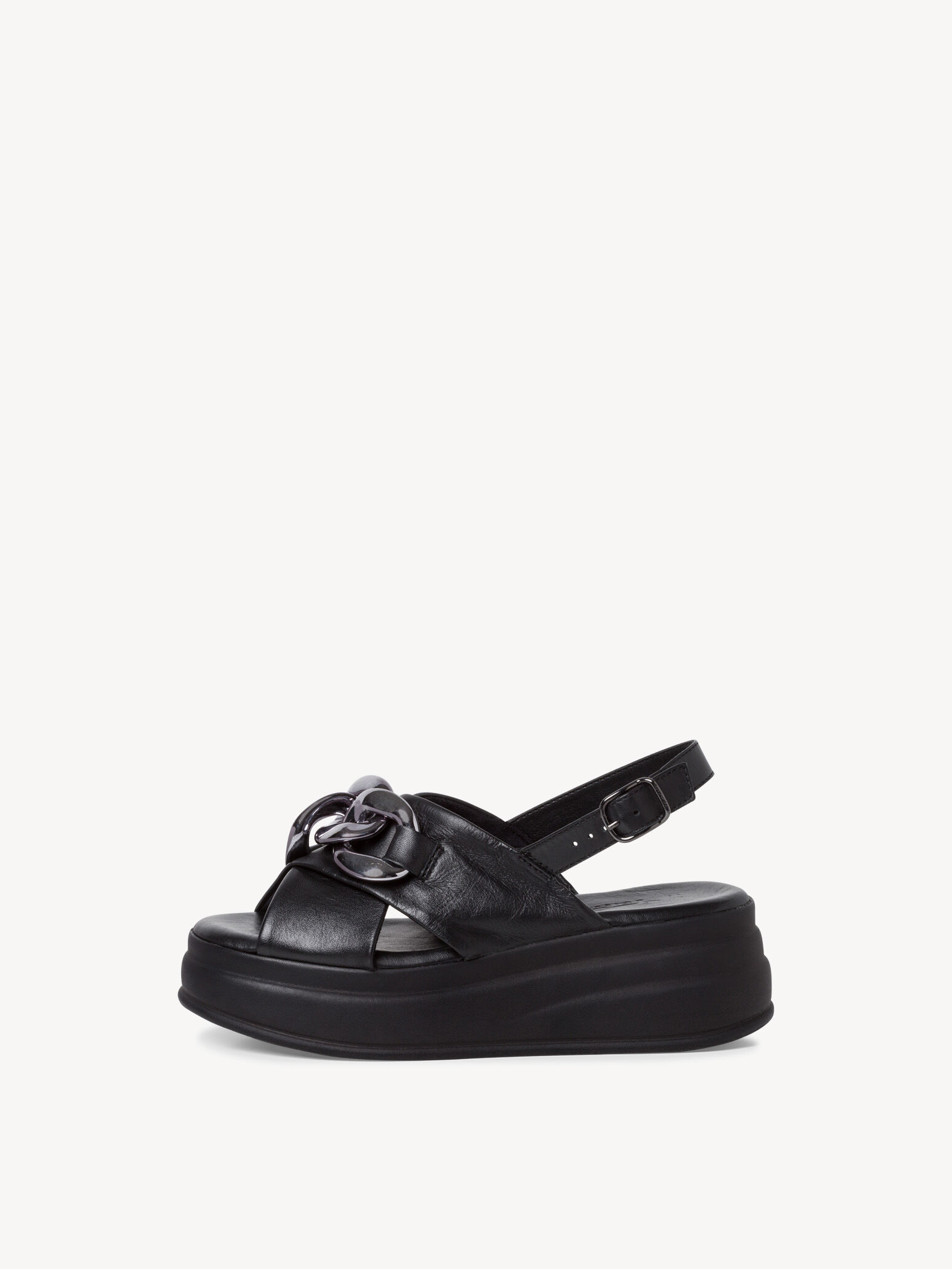 Sandale à talon en cuir - noir