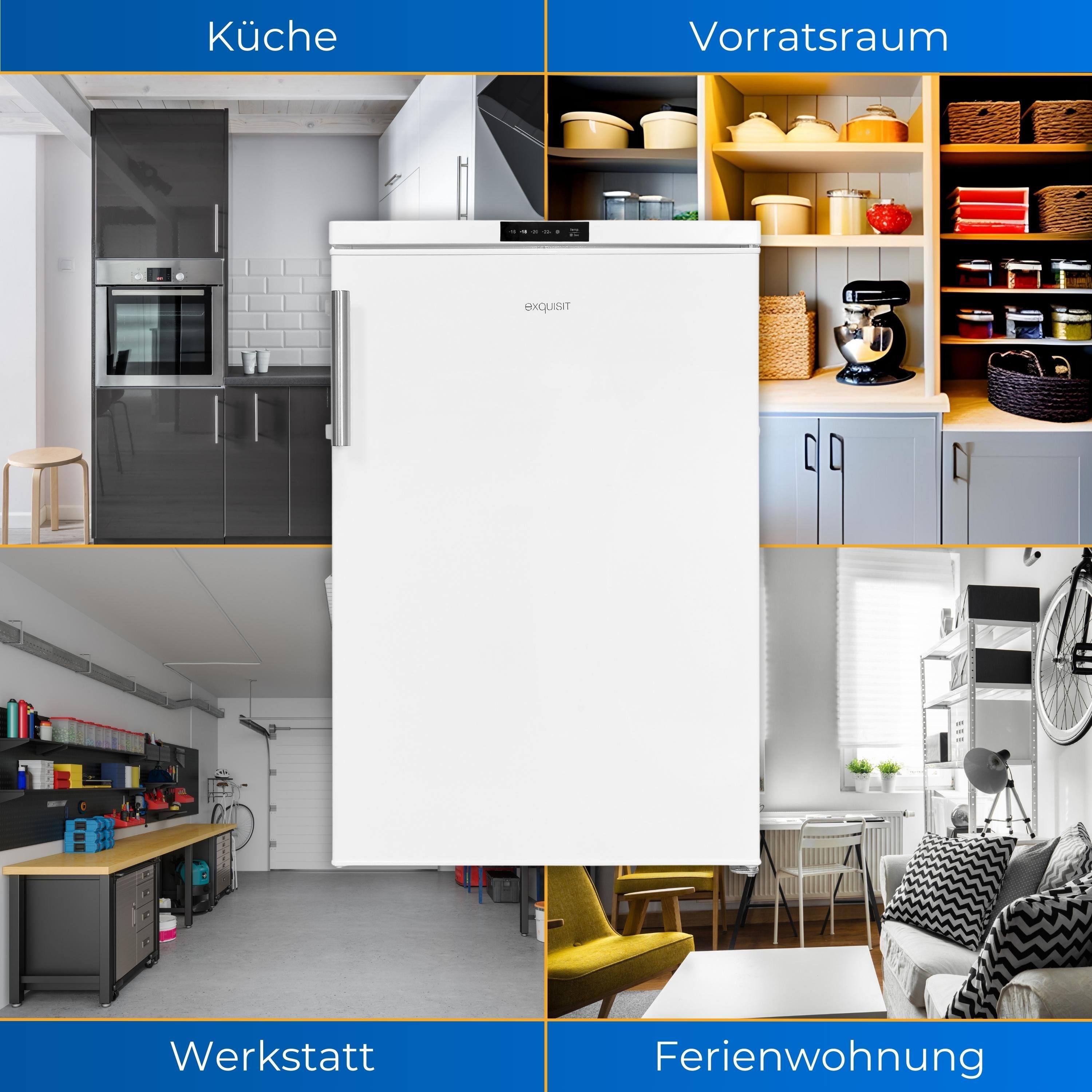 exquisit Gefrierschrank GS581-HE-010D, 84.5 cm hoch, 56 cm breit, mit praktischem Display & Schnell-Gefrieren