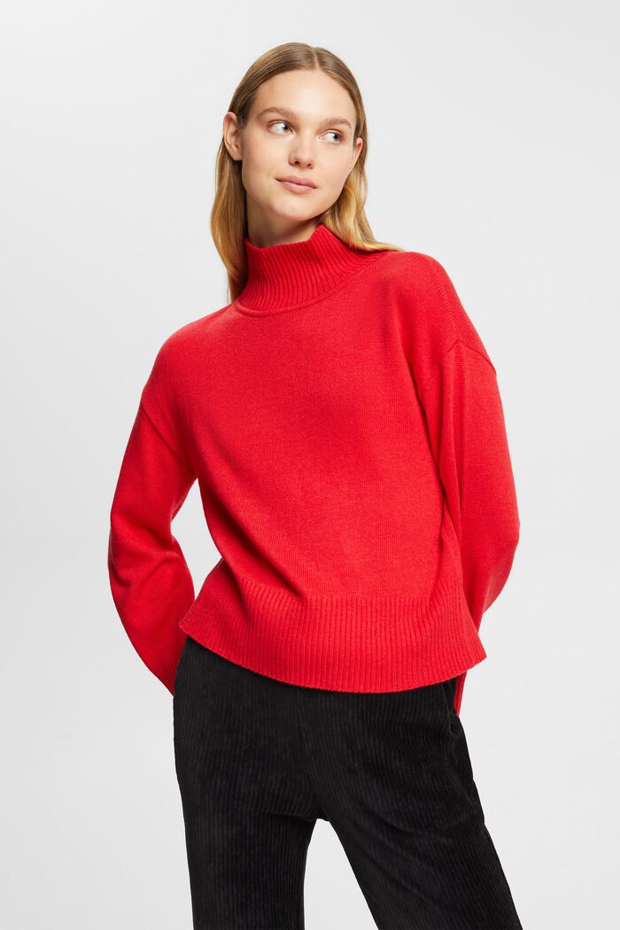 Pullover mit Mock-Neck aus Baumwollgemisch, LENZING™ ECOVERO™