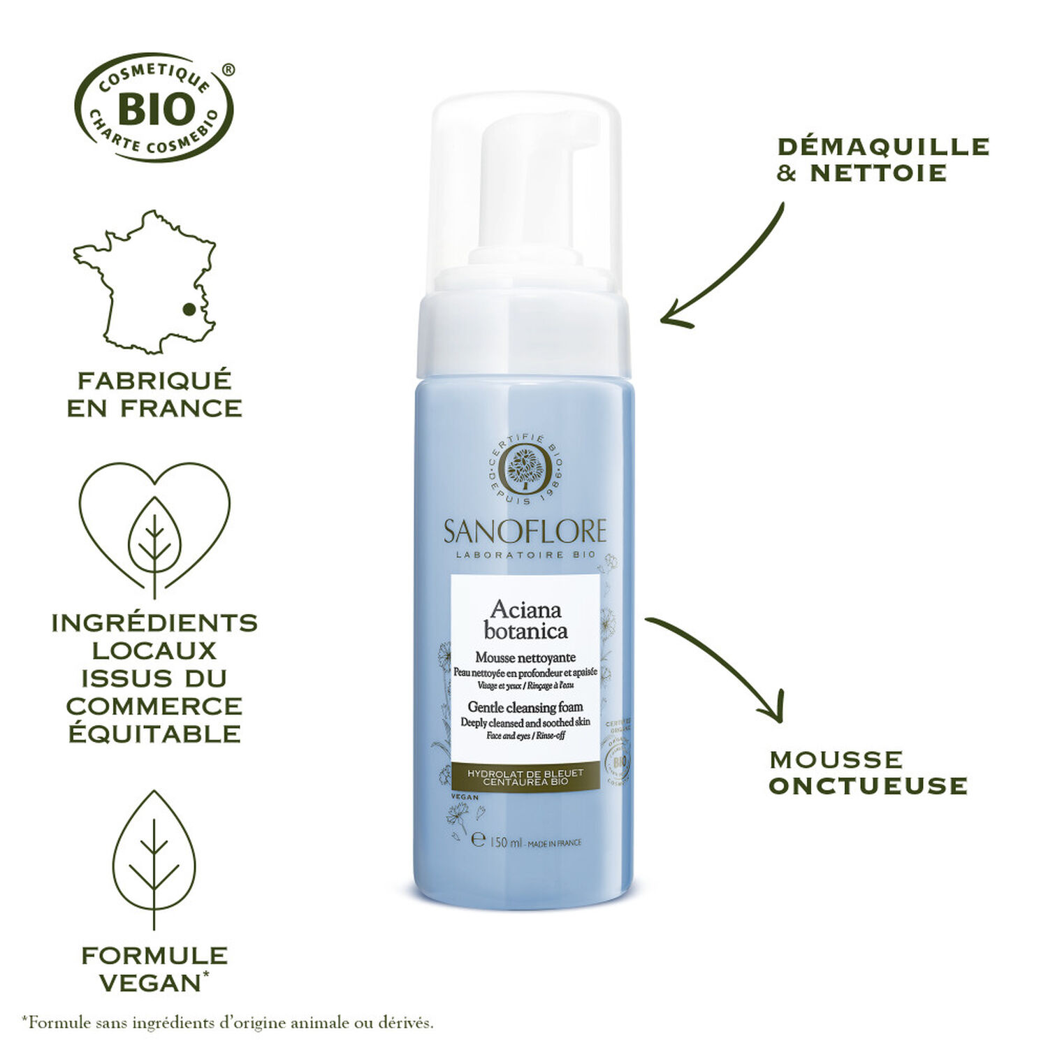 Sanoflore Aciana Botanica Mousse d'eau Nettoyante 150 ml