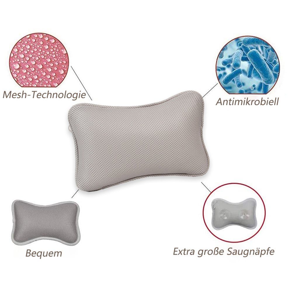 Nackenstützkissen Badewannenkissen, Badewannenkissen 3D Mesh Badewannenkissen, Questive