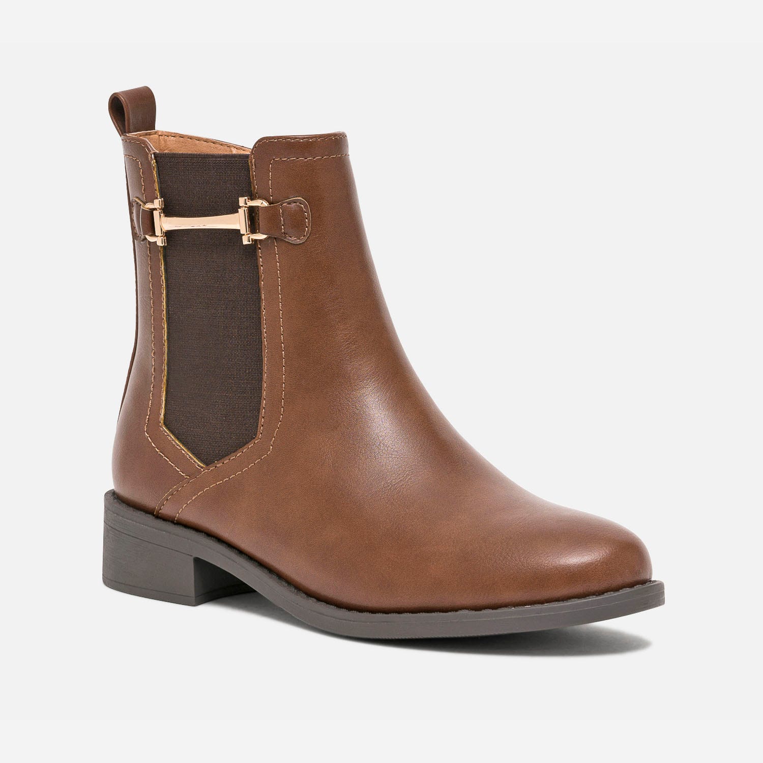 Boots marron avec mors métal doré