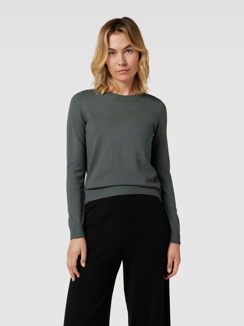 Strickpullover mit Rundhalsausschnitt in khaki