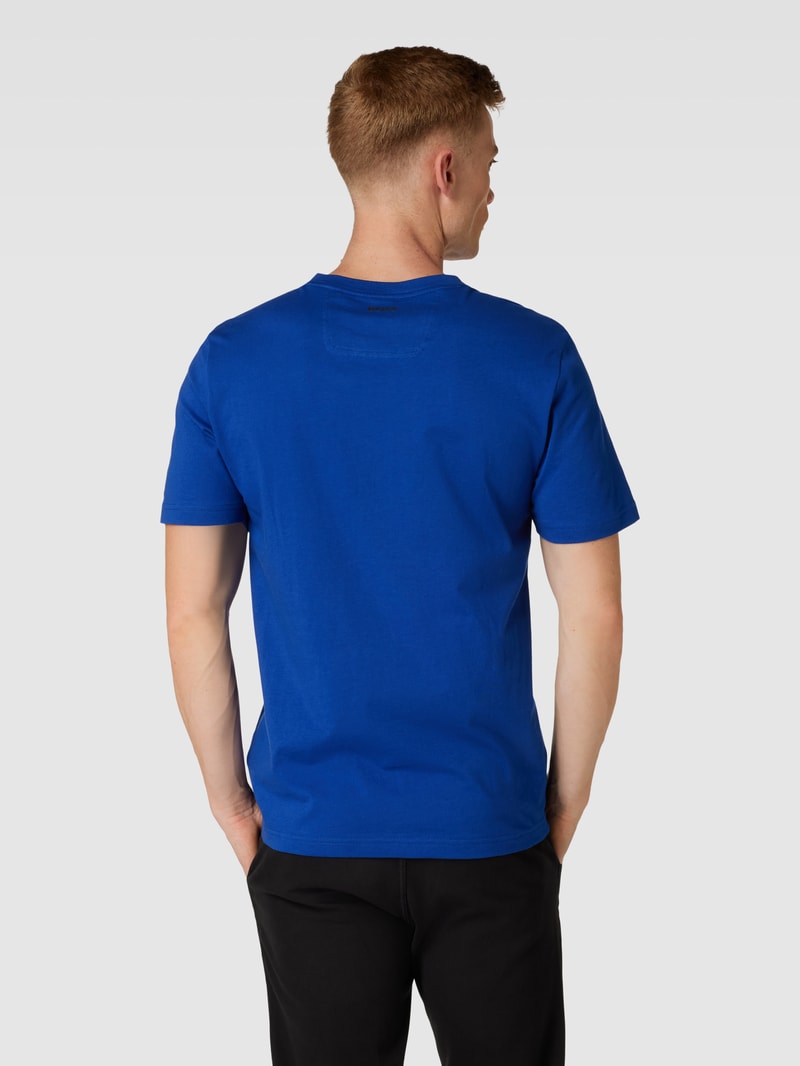 T-Shirt mit Label-Print in royalblau