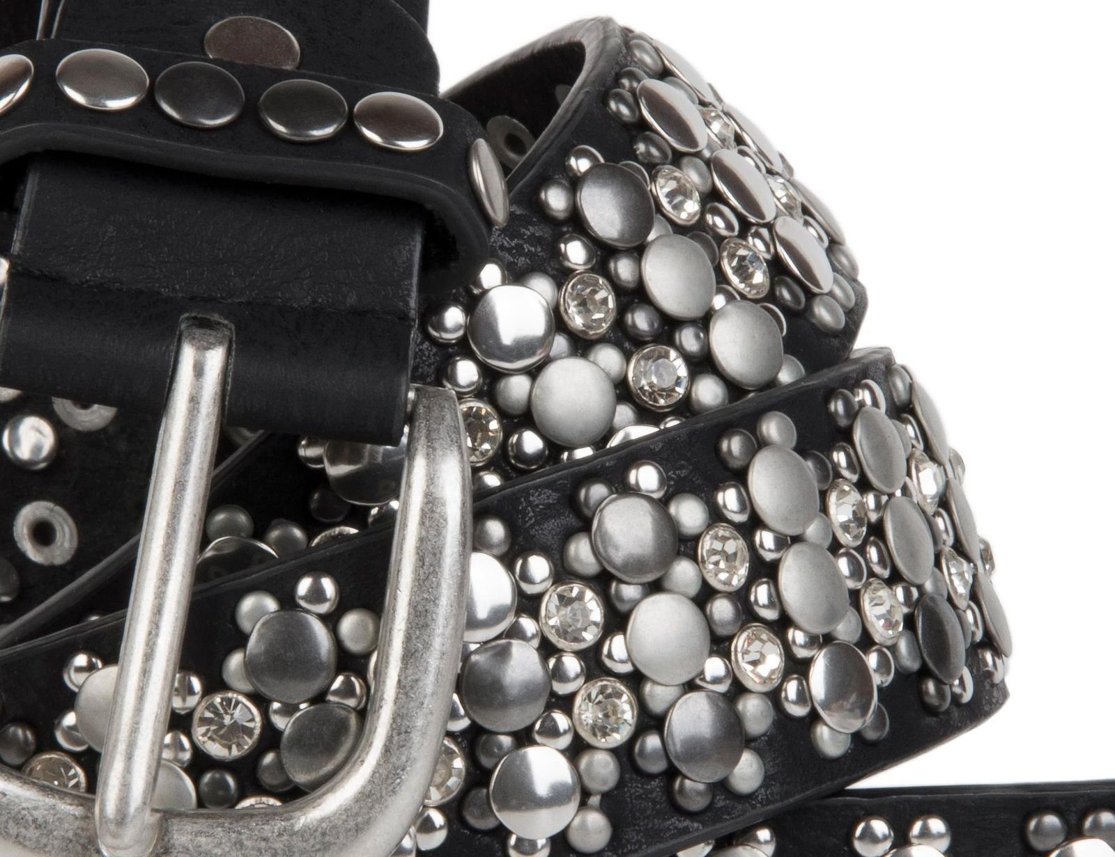styleBREAKER Nietengürtel Gürtel mit verschiedenen Nieten und Strass