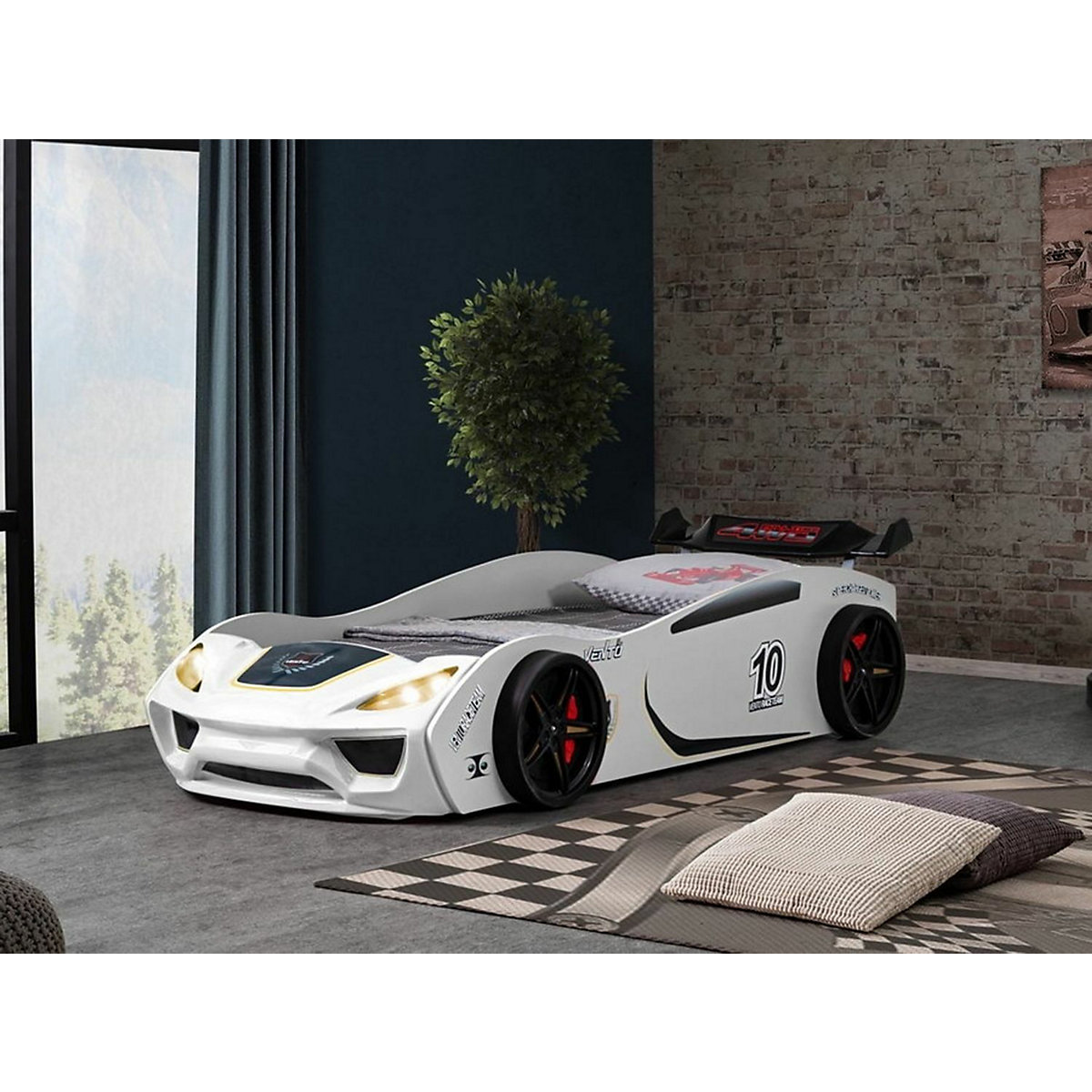 Autobett TURBO V2 im Rennwagen-Design mit Lattenrost