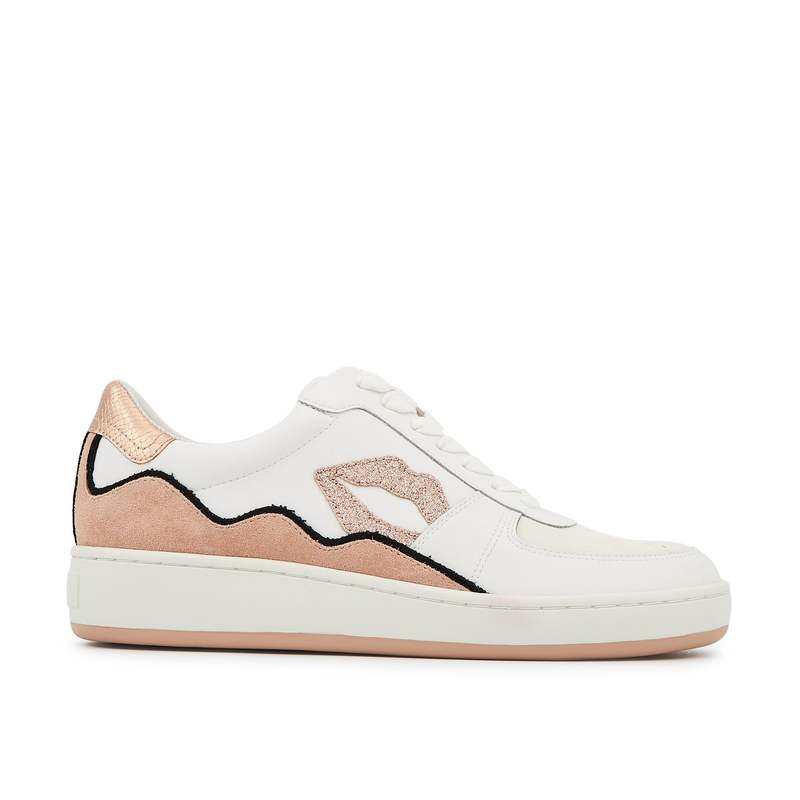 Baskets en cuir Loulou blanc rose gold suede