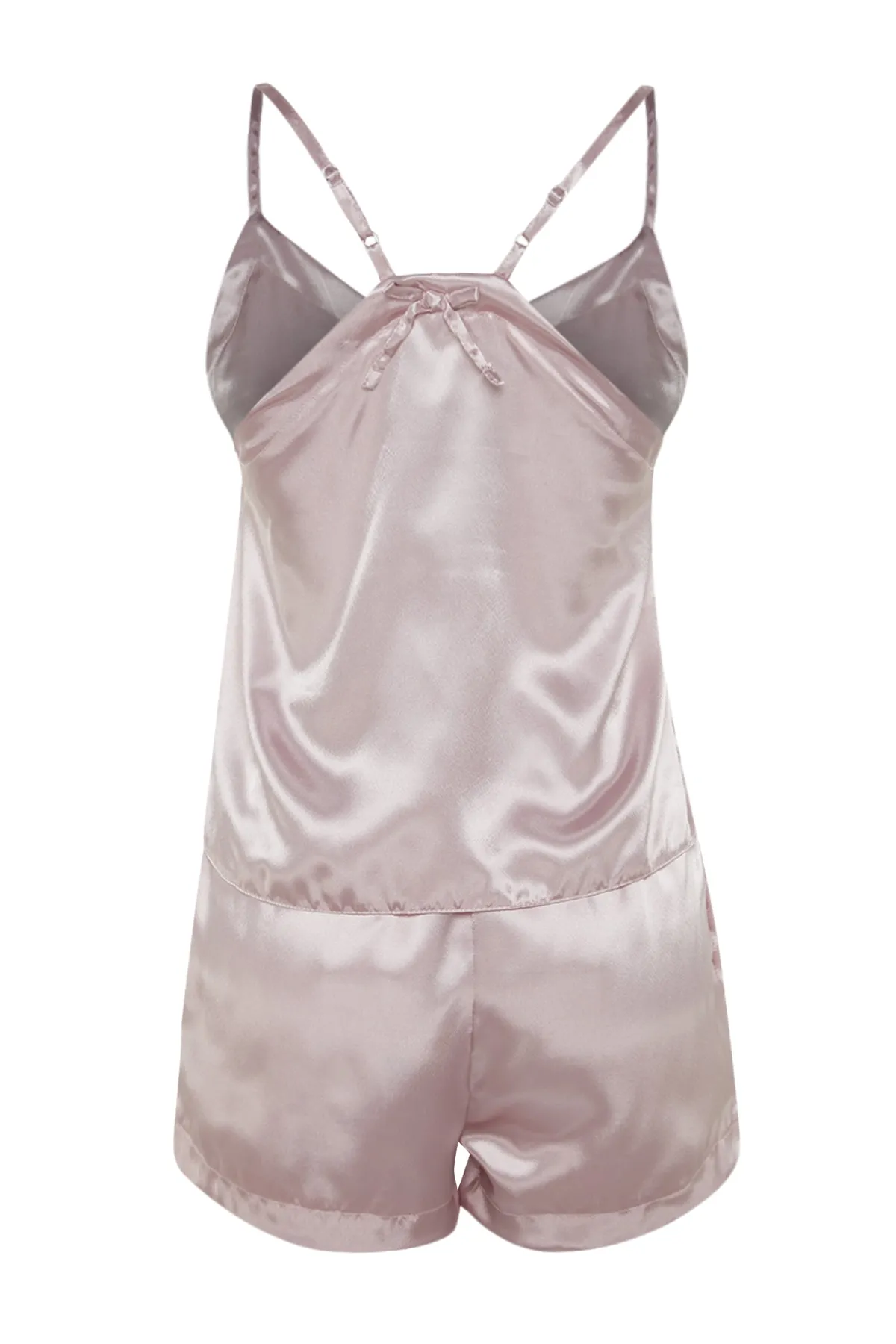 Trendyol Collection  Pyjama-Set aus gewebtem Satin mit Kordelriemen und Puderrückseite THMSS22PT0634