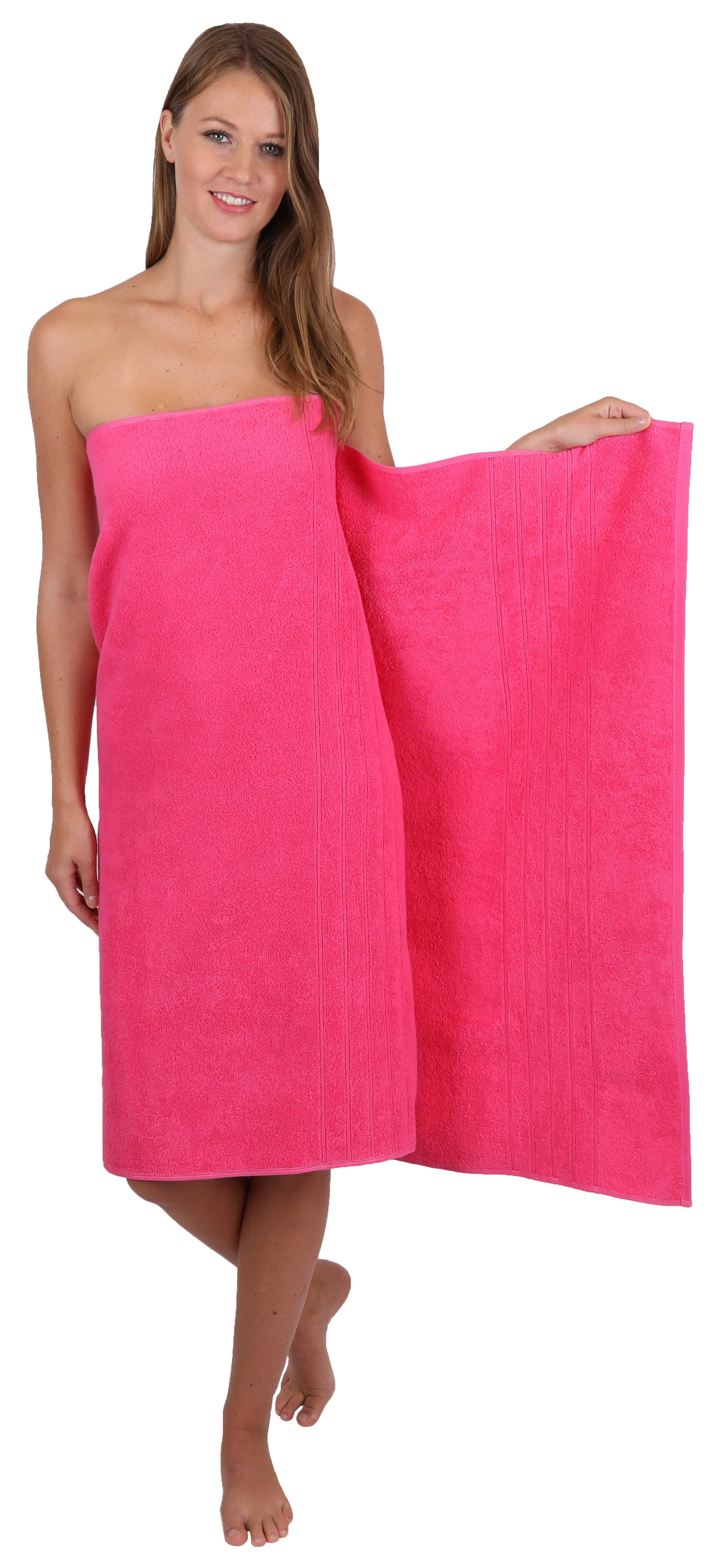 Betz Handtuch Set 8-TLG. Handtuch-Set Deluxe 100% Baumwolle 2 Badetücher 2 Duschtücher 2 Handtücher 2 Seiftücher Farbe Pflaume und Fuchsia, 100% Baumwolle, (8-tlg)