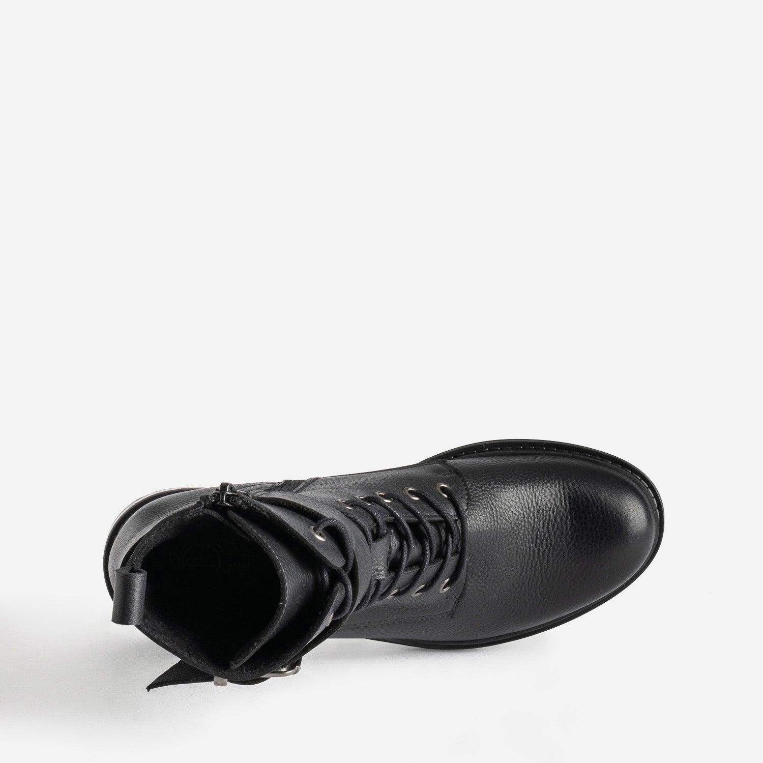 Bottine à lacet noire en cuir éco-conçu