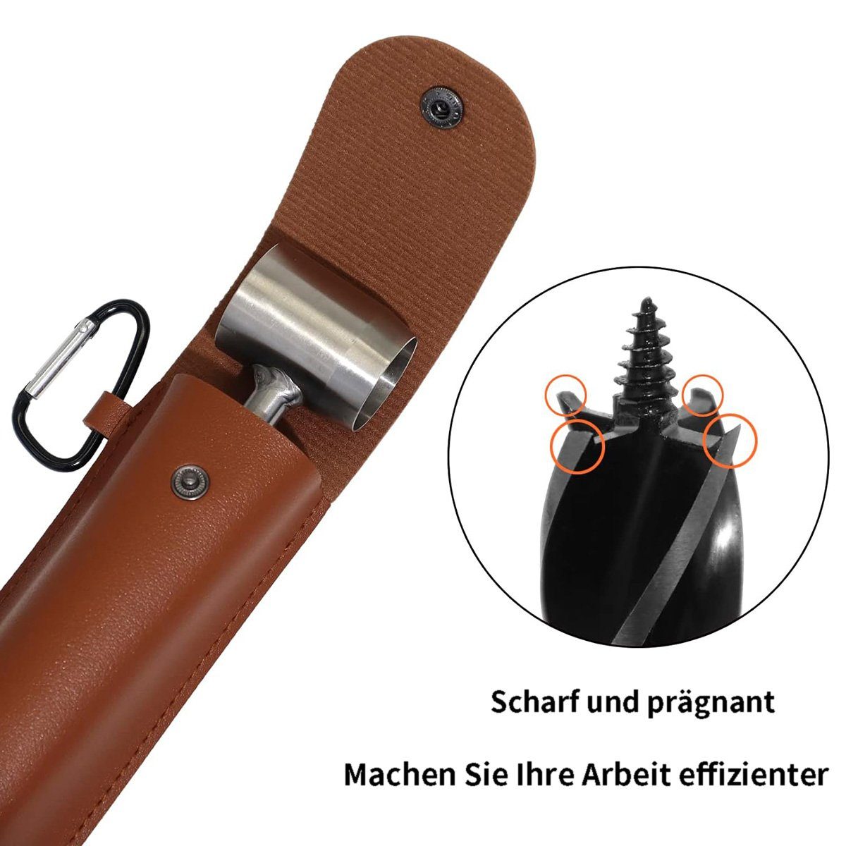 götäzer Erdbohrer Outdoor-Survival-Bohrer, Holzbearbeitungs-Handbohrmaschine, Holzbohrer, Nagel und Handstanze, Multifunktionswerkzeug