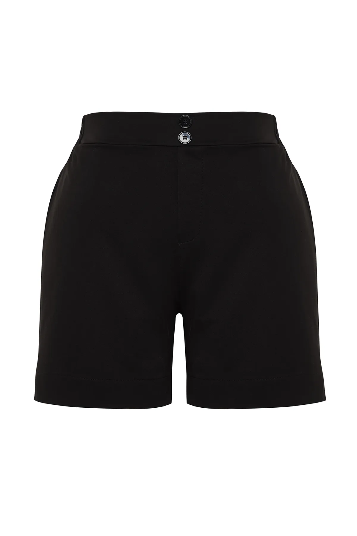 Trendyol Curve  Schwarze Strickshorts und Bermuda mit Knopfdetail TBBSS24AP00020