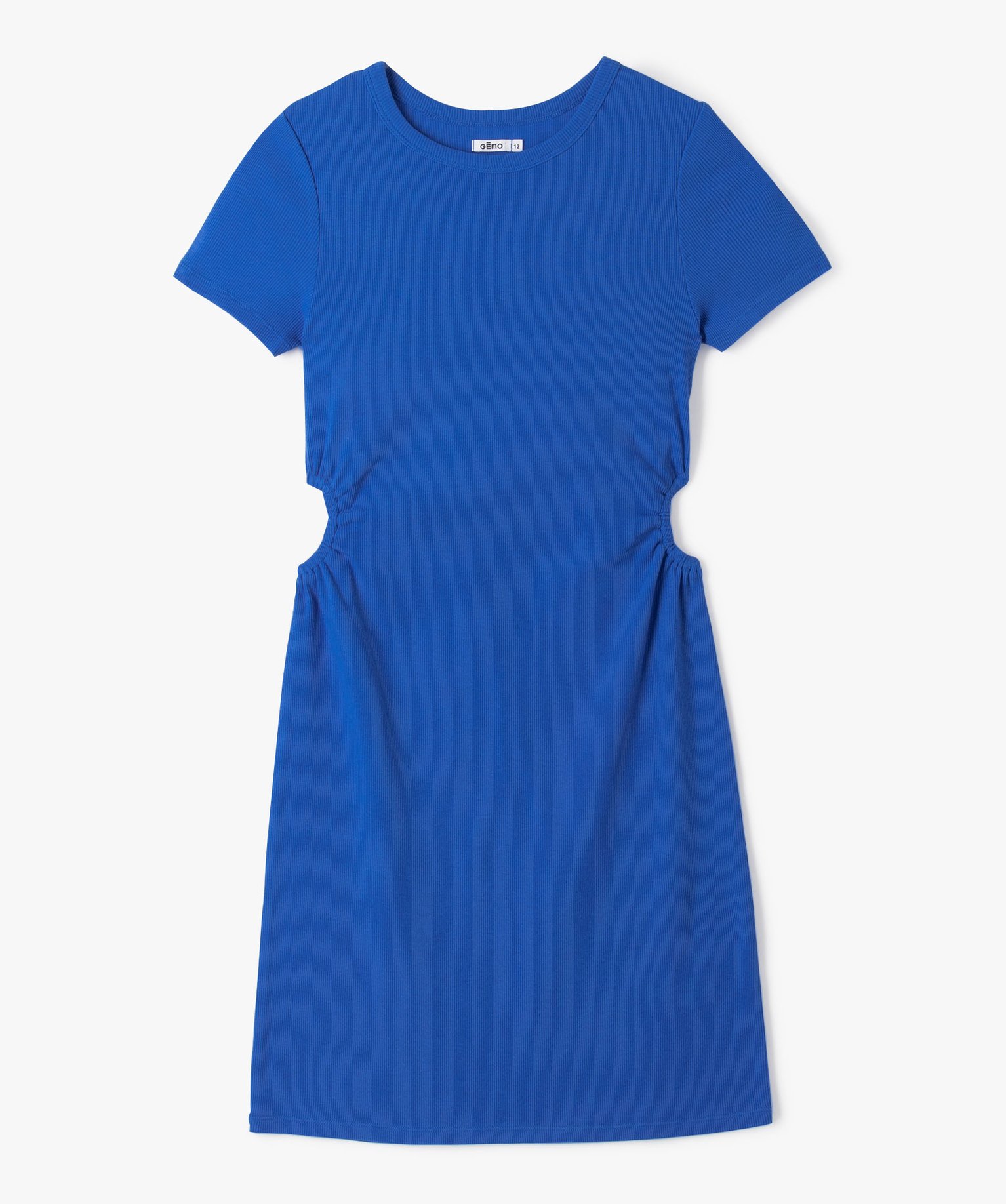 Robe fille à manches courtes avec ouvertures sur les ctés bleu | GEMO