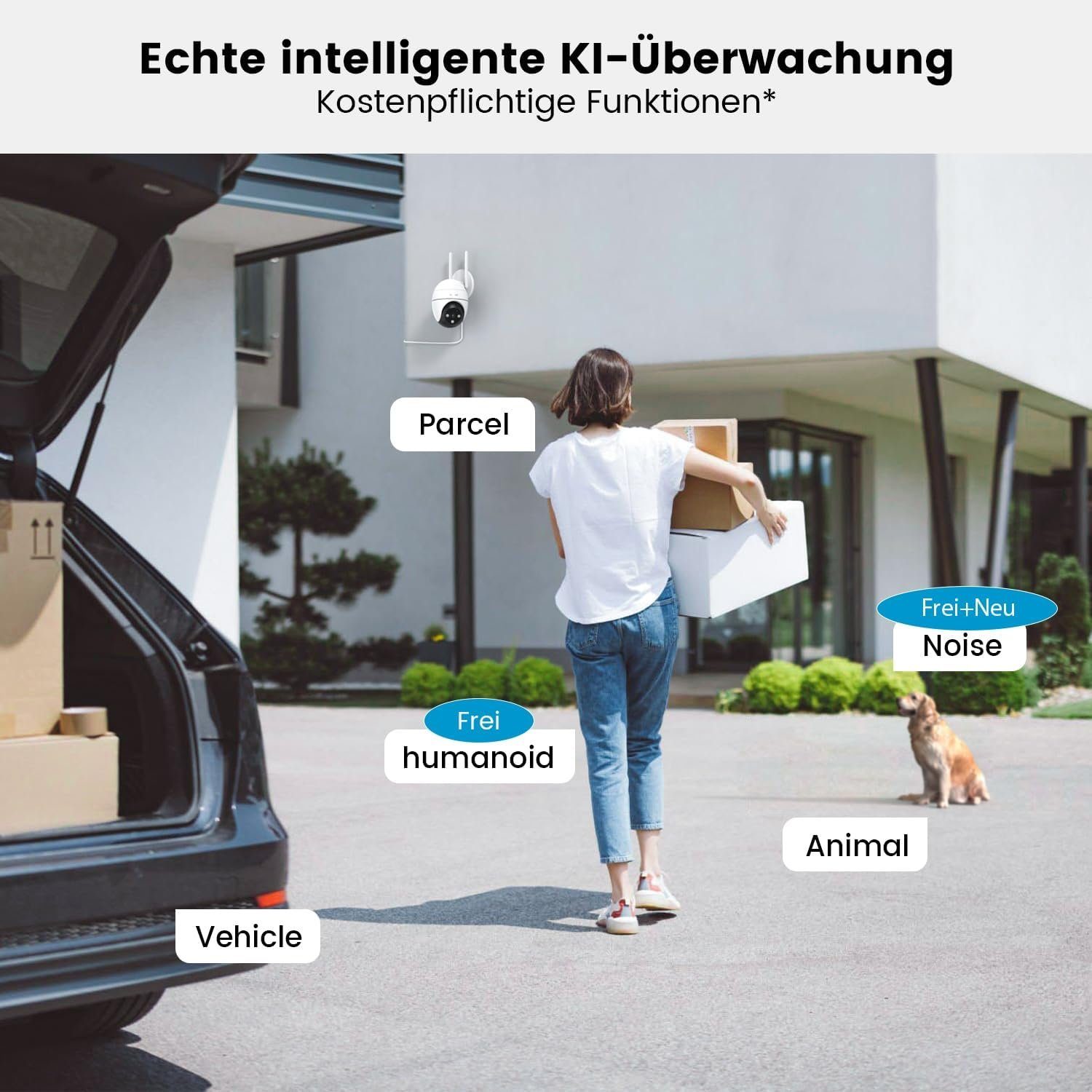 ieGeek 5MP 2K Überwachungskamera Aussen WLAN, PTZ Outdoor IP Kamera Überwachungskamera (Aussen, Außen, Außenbereic, Innenbereich, WLAN Dome Kameramit 15M Farbiger Nachsicht, Plug-in Wifi-Uberwachungskameras, Mit Alexa, Humanoide Erkennung, Amazon Ech