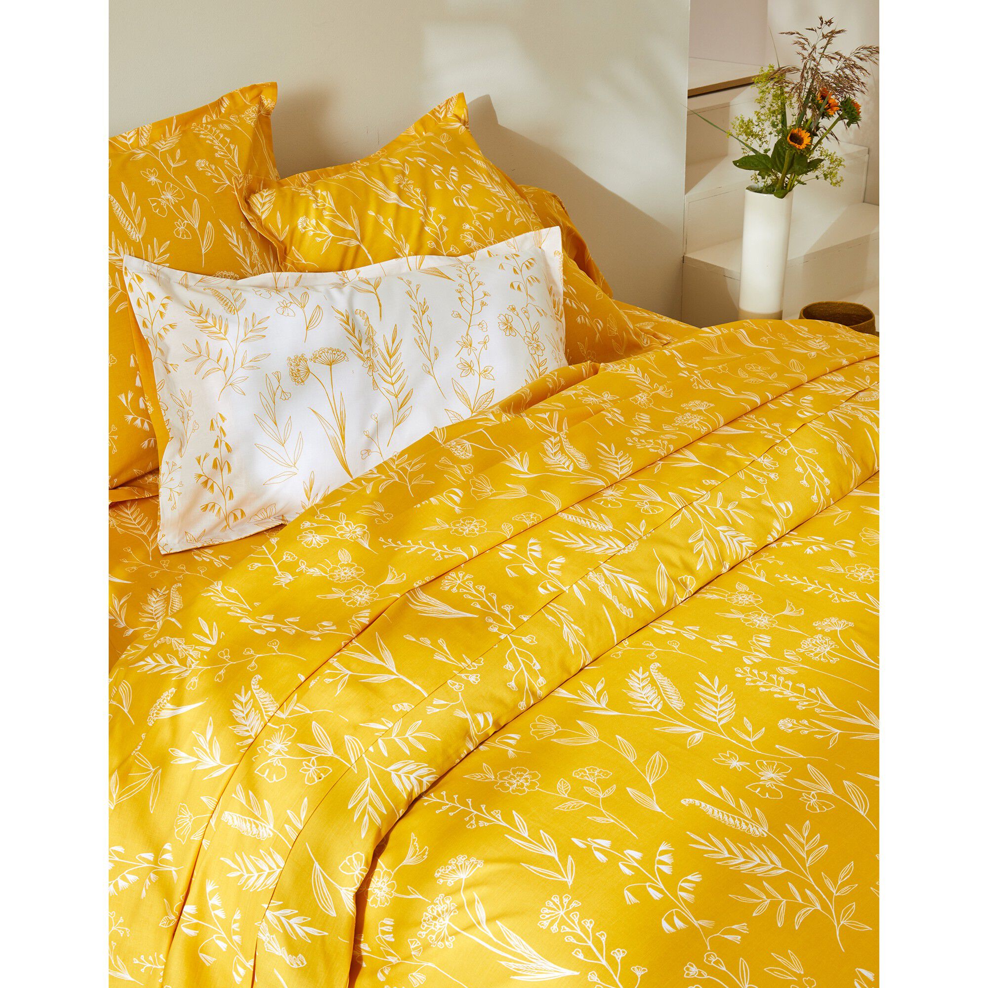 Linge de lit Alessia en coton imprimé fleuri