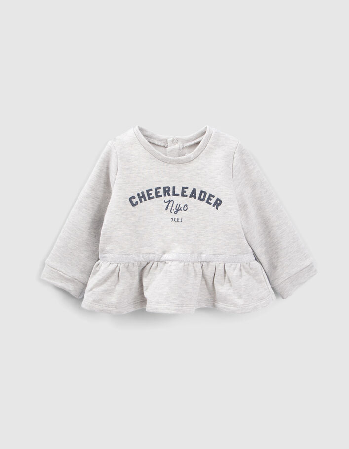 Sweat gris à basque coudières coeurs bébé fille