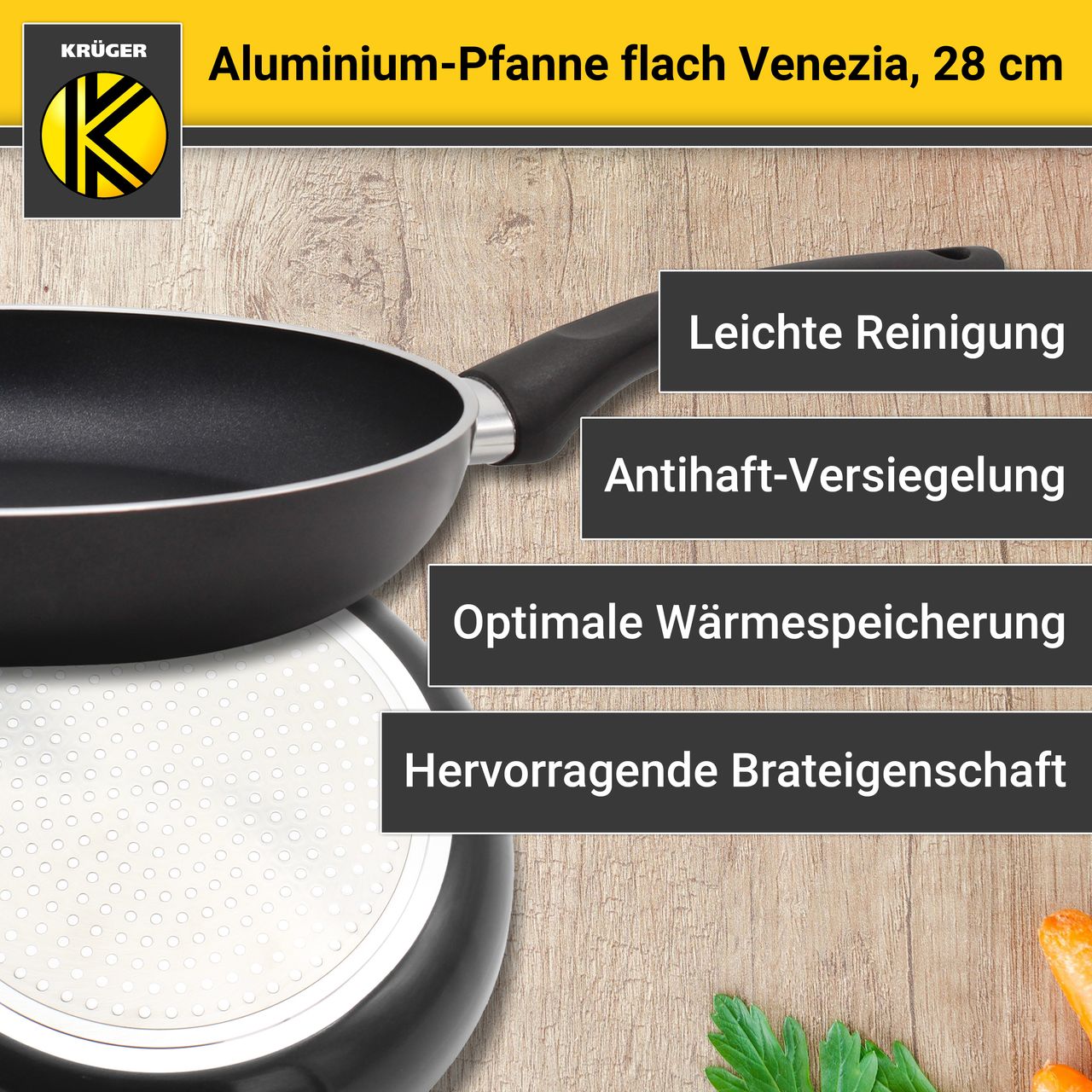 Karl Krüger Aluminium Pfanne Venezia flach, 28 cm