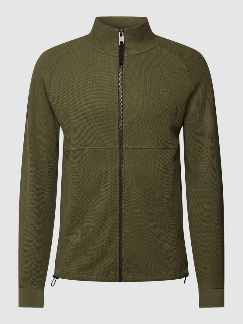 Sweatjacke mit Label-Stitching in olivgrün