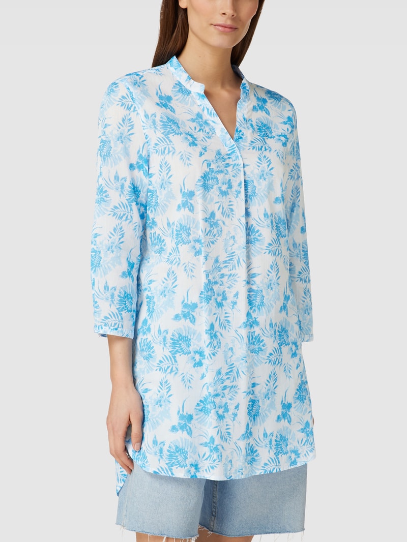Bluse mit floralem Muster Modell 'Tunika' in blau