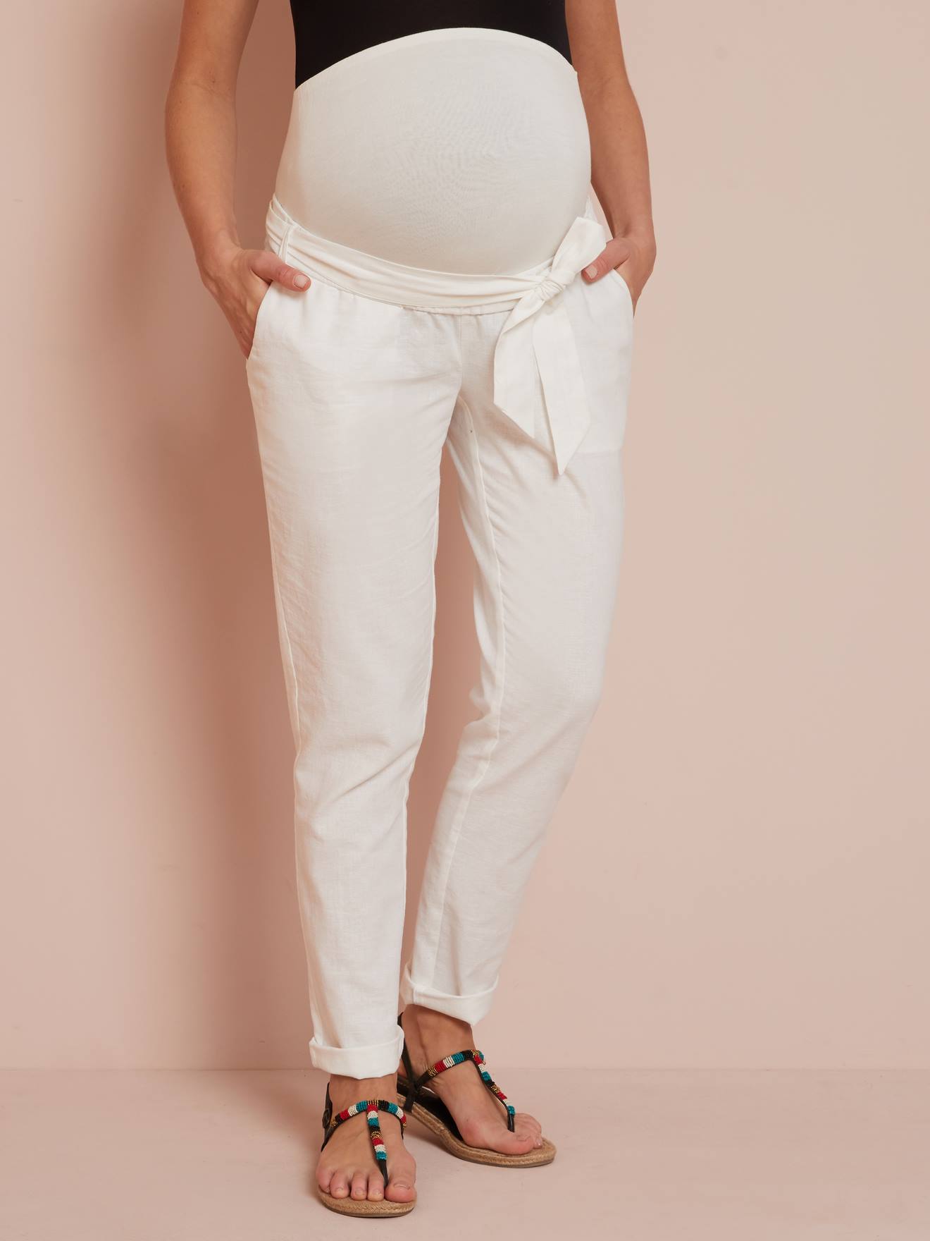 Pantalon grossesse paper-bag blanc