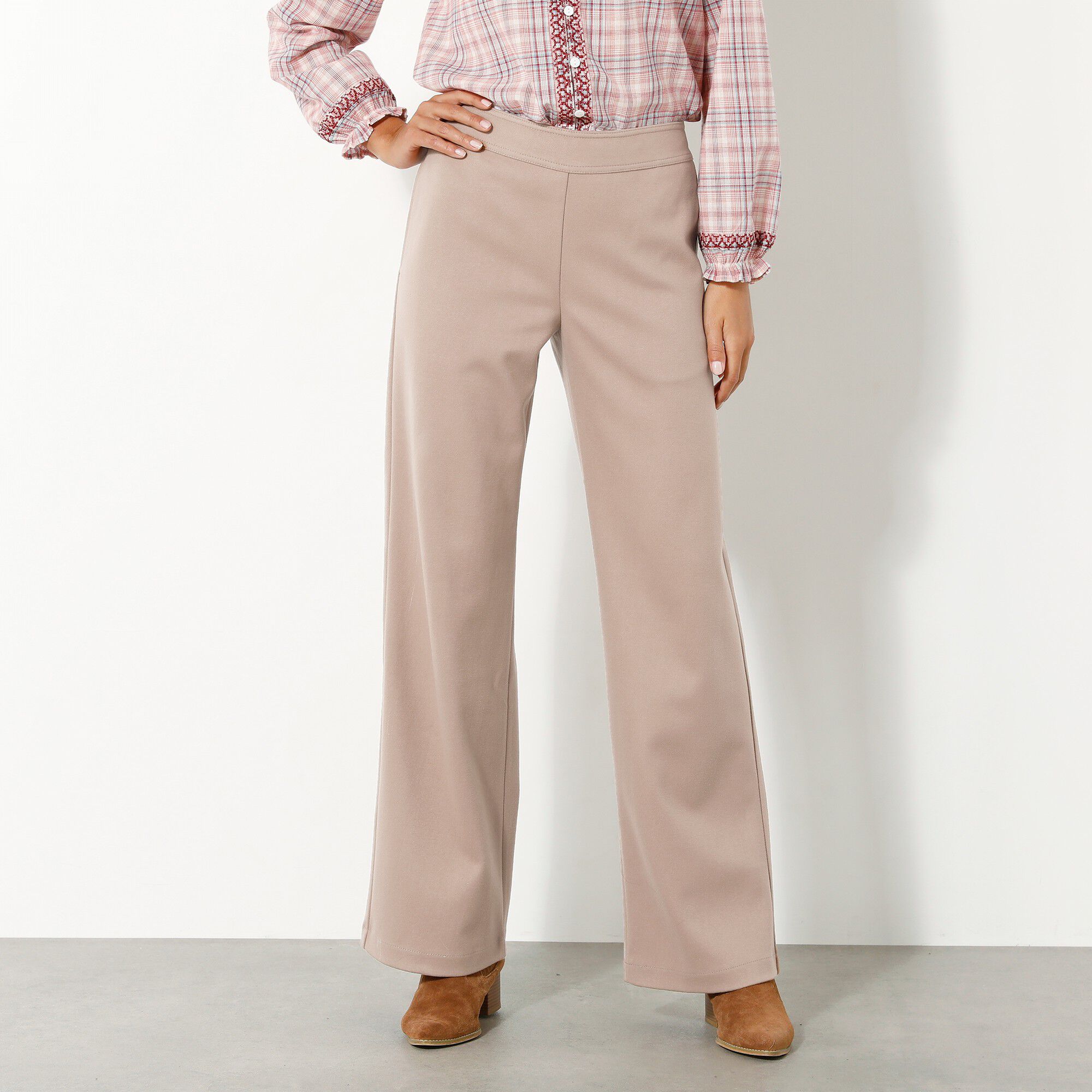 Pantalon large chaud, aspect lainage