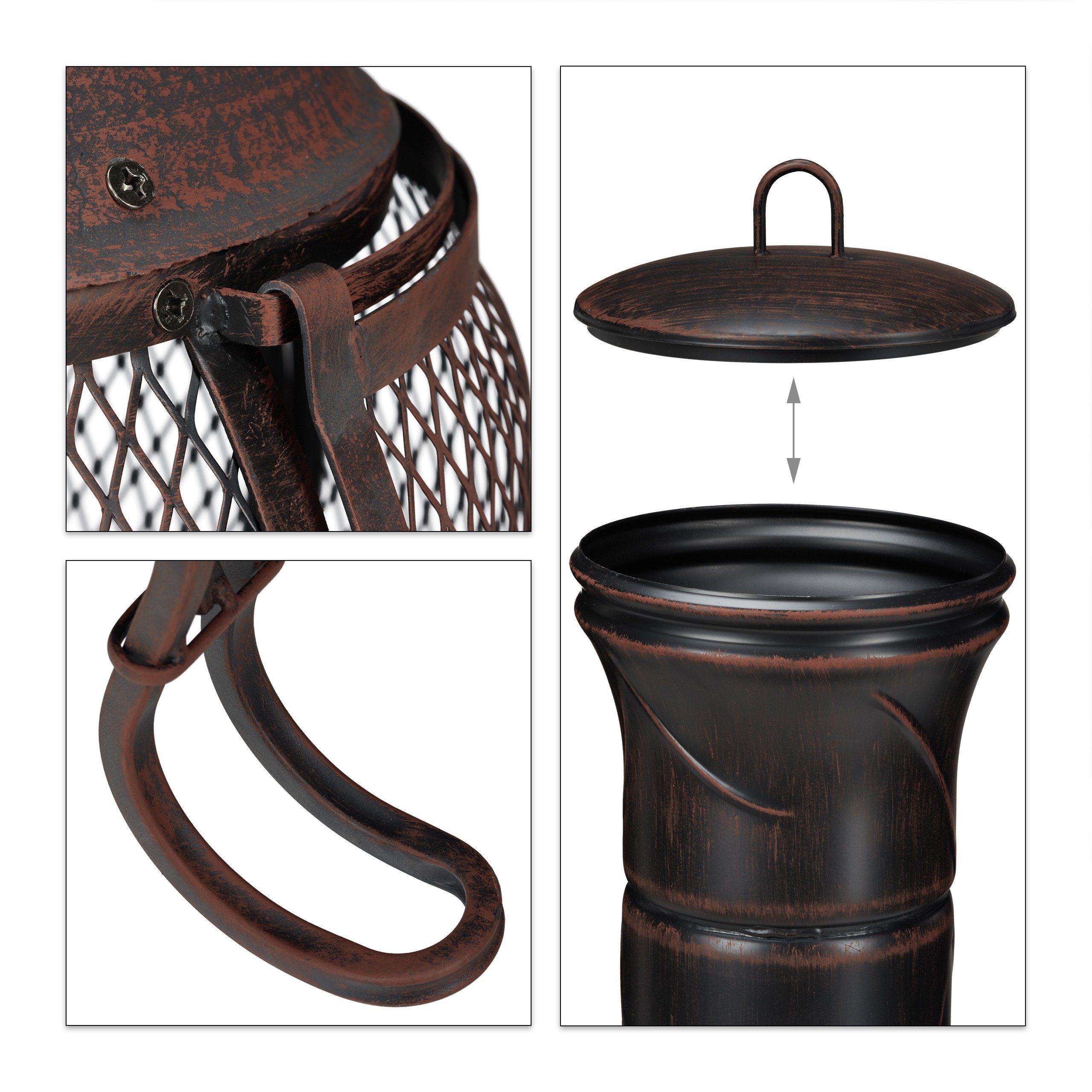 relaxdays Feuerschale Aztekenofen für Garten rot-bronze