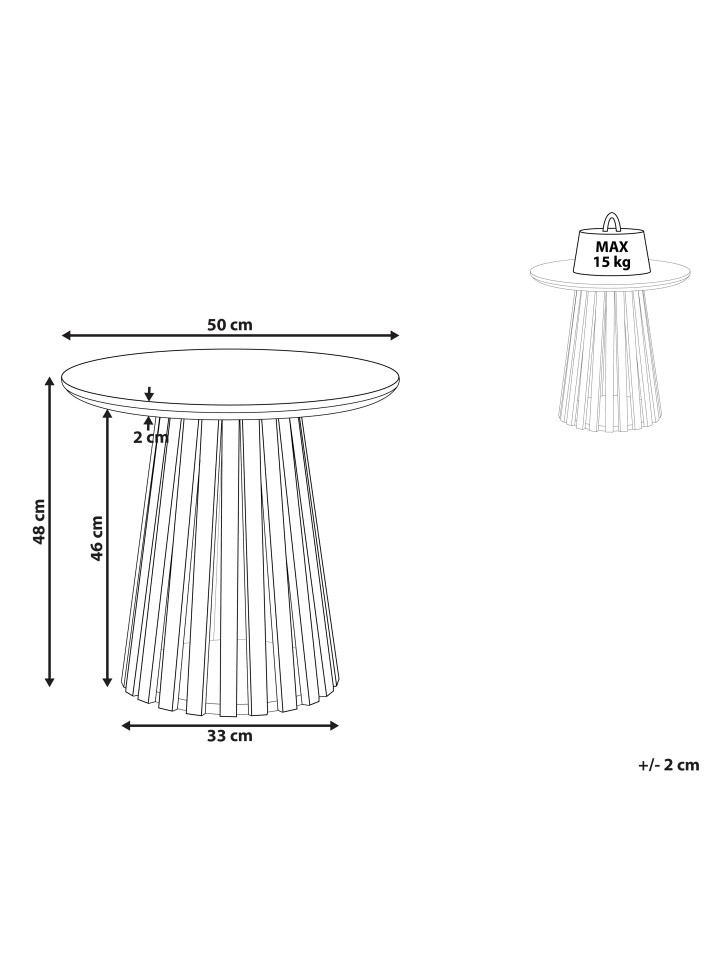 Beliani Couchtisch MESILLA in Dunkler Holzfarbton - (W) 50 x (H) 48 x (L) 50 cm günstig kaufen onesize