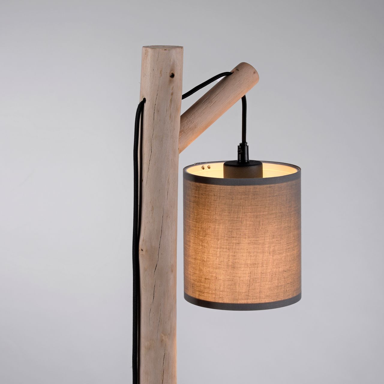 JUST LIGHT Tischleuchte GREEN TRIBU, 1x E27/10,00Watt max., Eukalyptusholz, Taupe