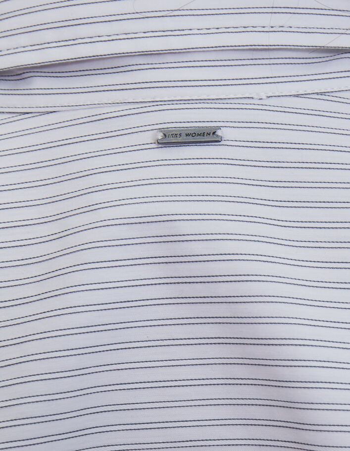 Chemise écrue à fines rayures grises Femme