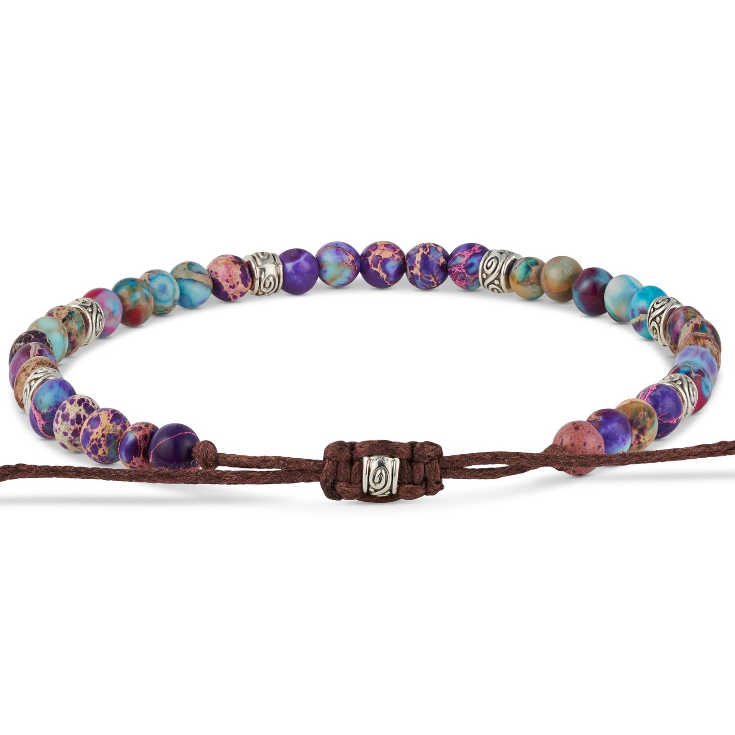 Yoga Armband - Jaspis Edelstein Perlen Blau mit Infinity Perlen
