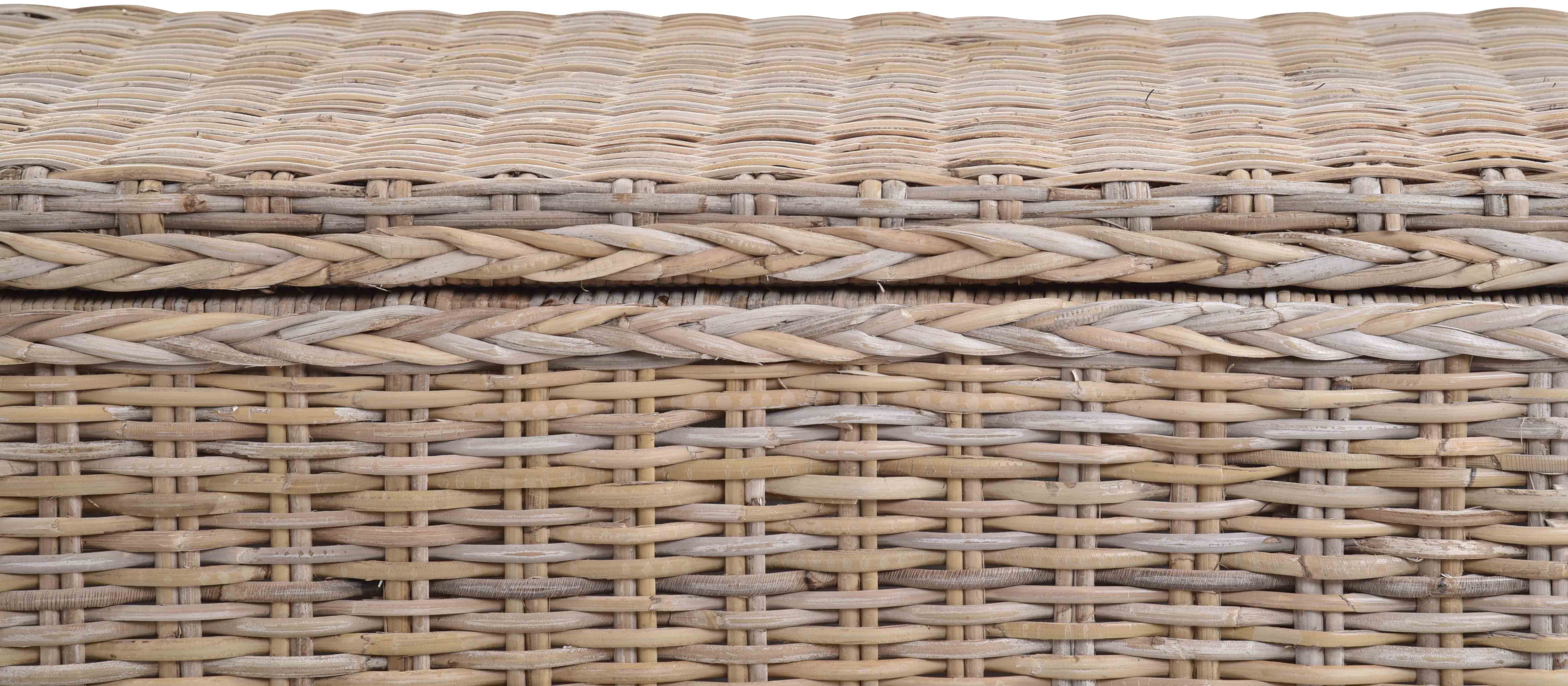 Krines Home Truhe Große Rattantruhe MAX Wäschetruhe mit Deckel Natur Rattan Truhe, Aufbewahrung XXL 115x55x55cm