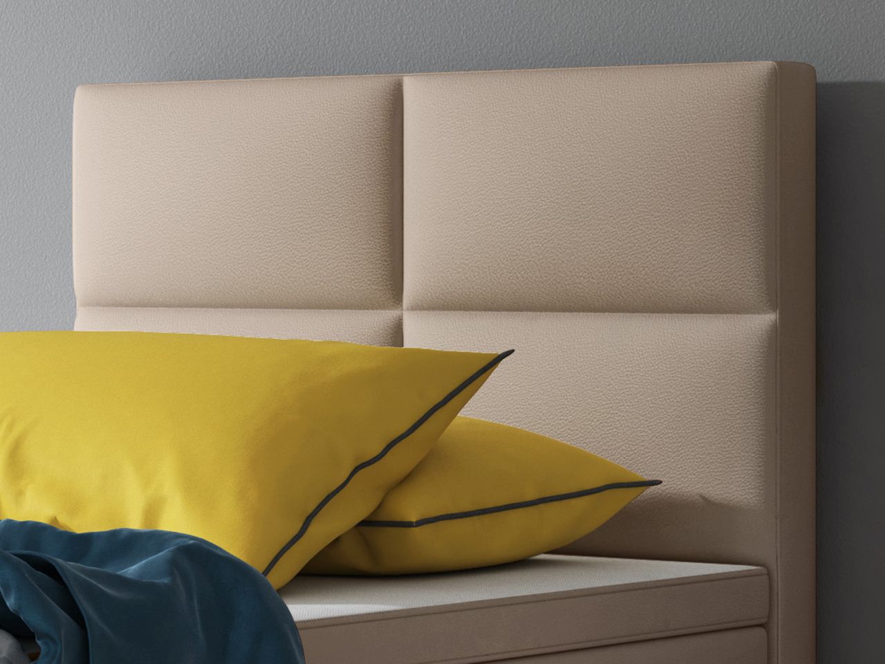 IHG Boxspringbett Miami mit Bettkasten 90x200 cm Kunstleder Muddy