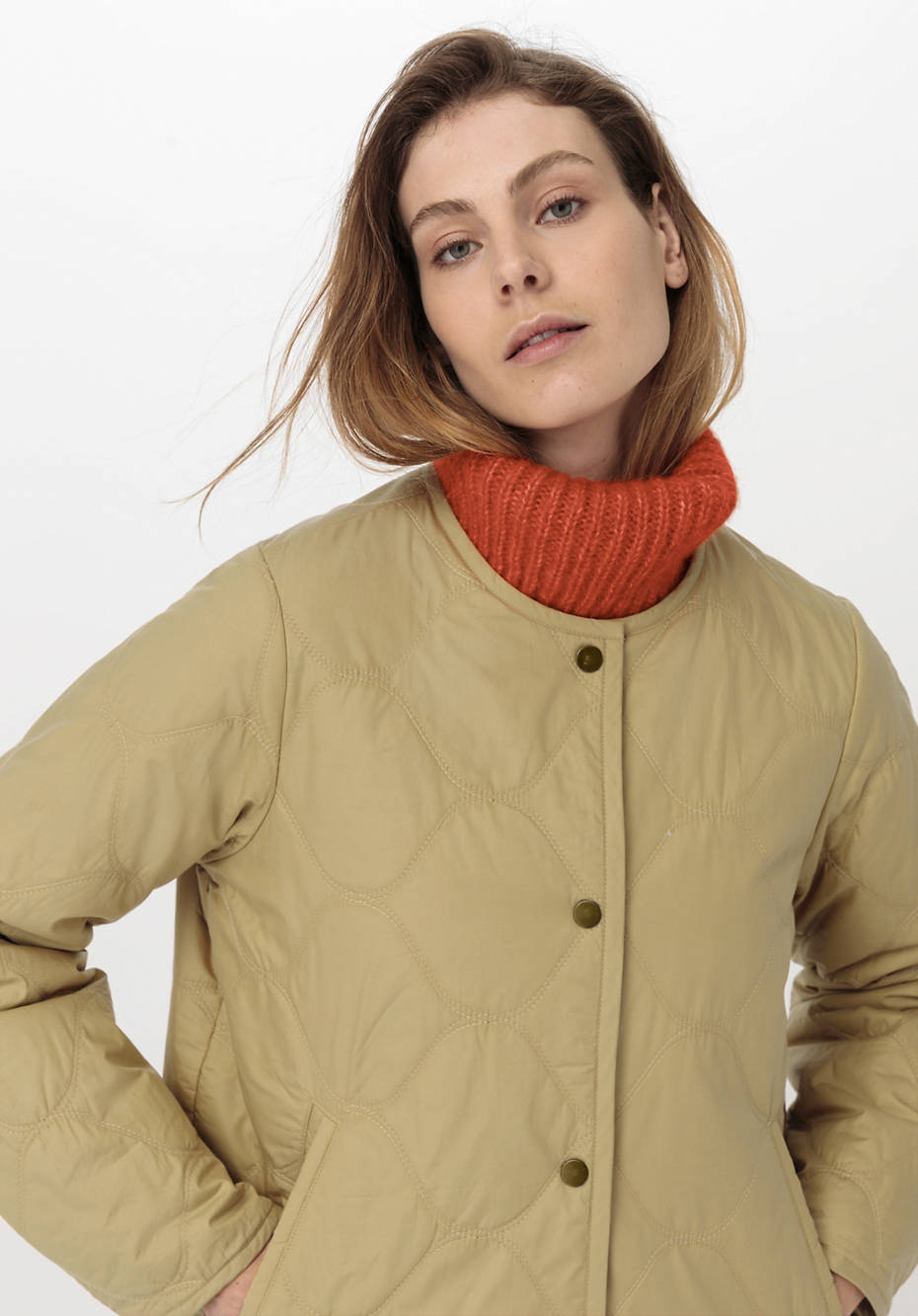Steppjacke Nature Shell aus Bio-Baumwolle mit Woll-Wattierung