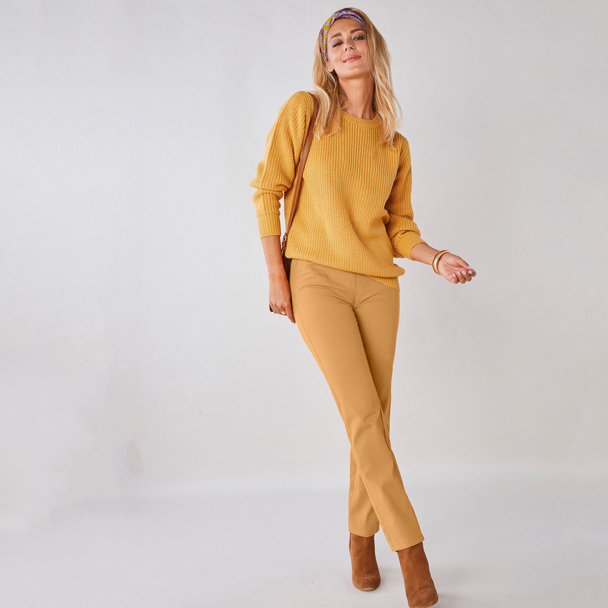 Pantalon sculptant effet ventre plat taille élastiquée