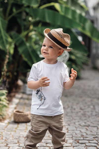 T-Shirt kurzarm, weiß für Jungs