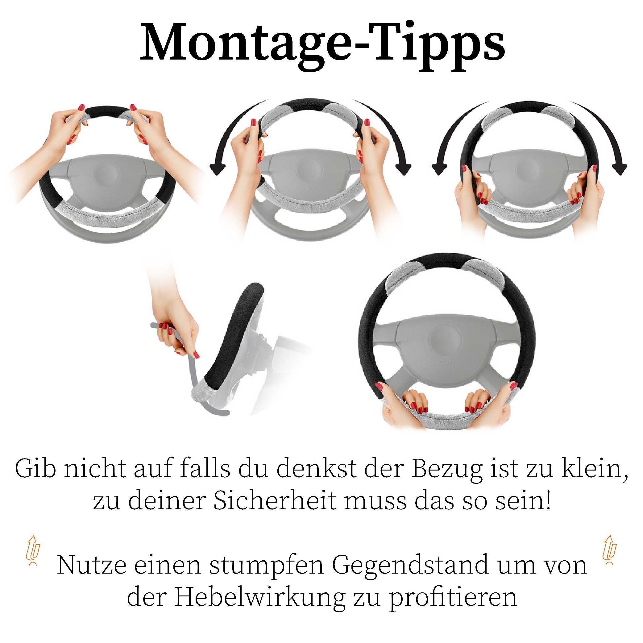 Upgrade4cars Lenkradbezug Plüsch, Ø 37,00 - 39,00 cm, Weiches Plüschmaterial mit entzückenden Designs von Teddybären