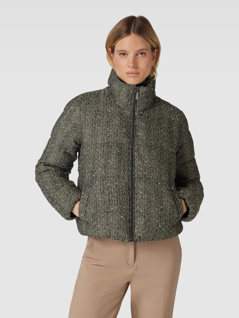 Steppjacke in Bouclé-Optik in schwarz