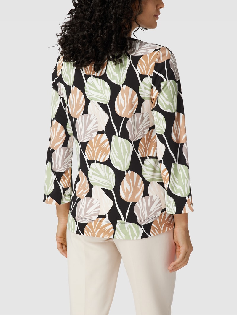 Blusenshirt mit Allover-Muster in schwarz