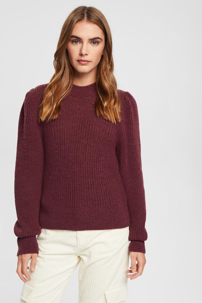 Pullover mit bauschigen Ärmeln mit Wollanteil