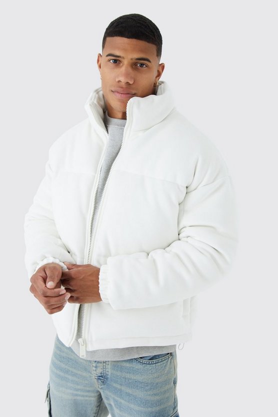 Plus Wildleder-Steppjacke mit Trichterkragen