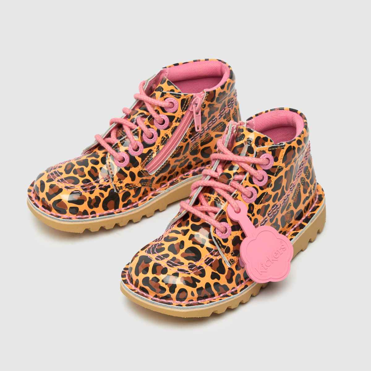 Kickers bruna kick hi leopard flickor junior stövlar