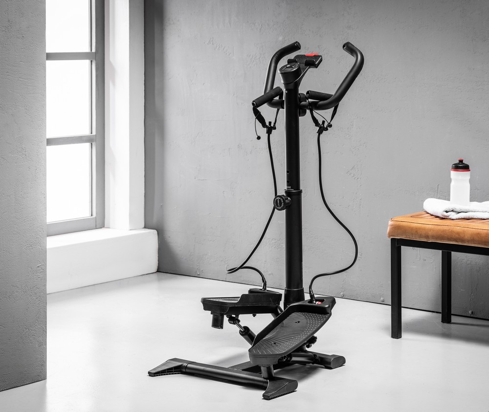 TOPFIT Swing-Stepper mit Haltegriff, Griffstange und LCD-Monitor