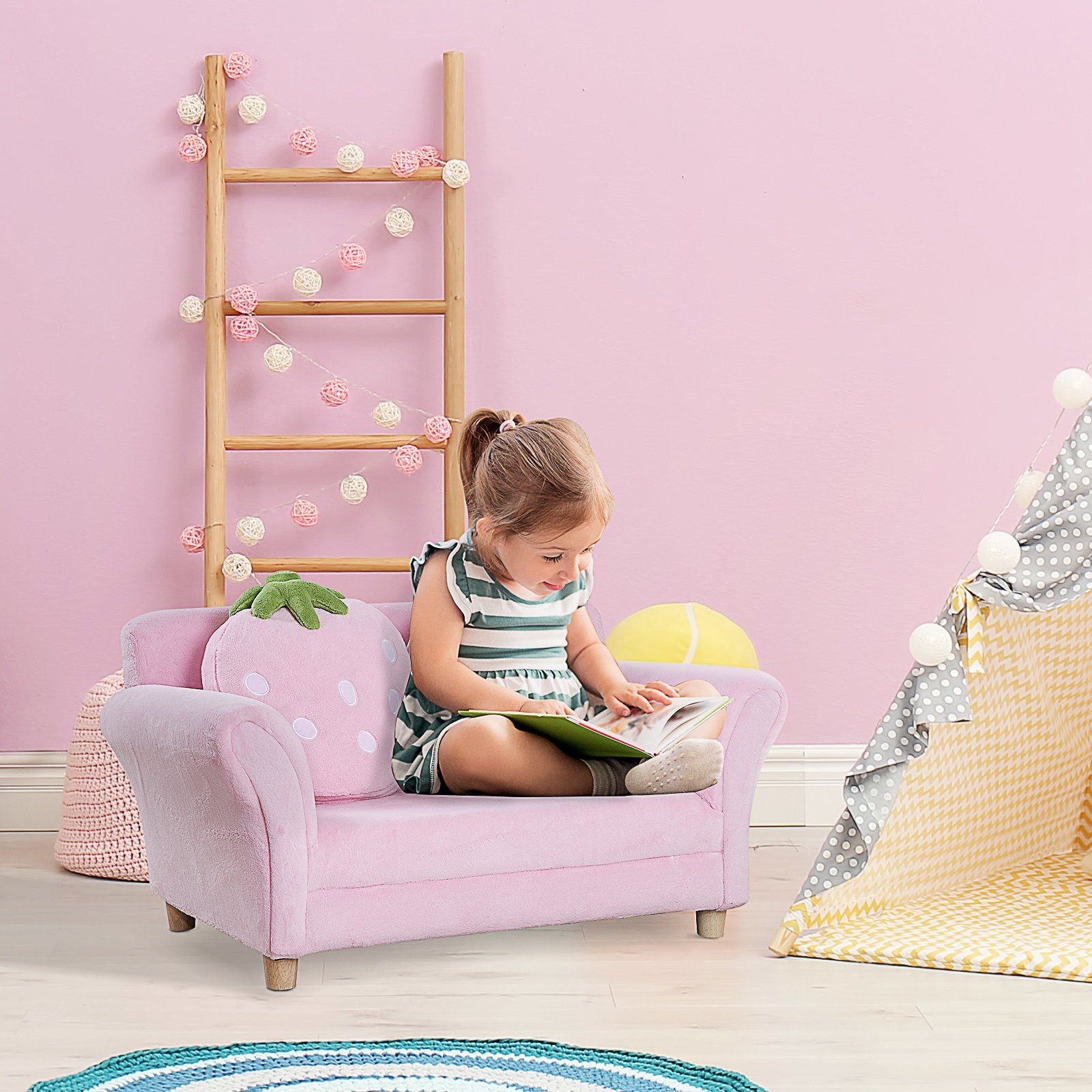 HOMCOM Sofa Kinder Erdbeersofa