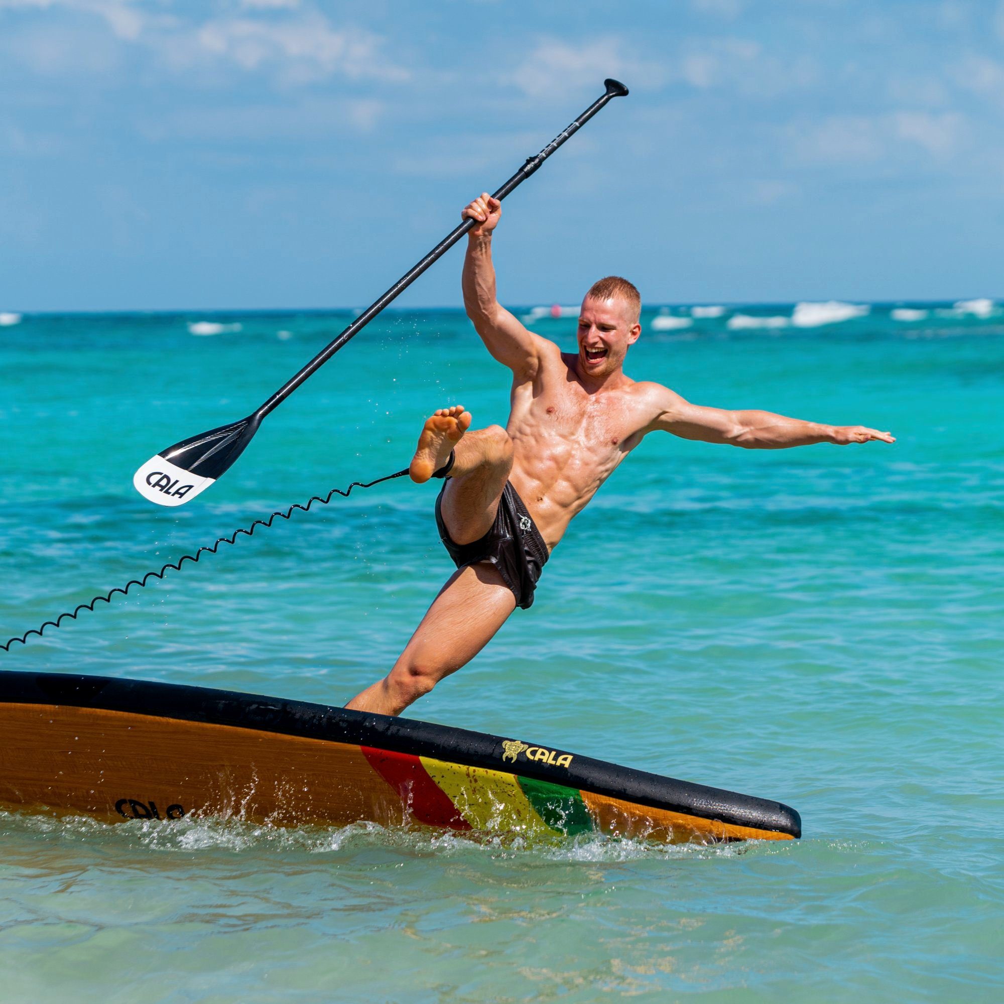 CALA SUP-Board IKATERE, robustes SUP- Board aufblasbar, (Komplett-Set, SUP BOARD inkl. Board Bag, Pumpe, Vollcarbon-Paddel, Reparatur Kit), Speziell für: Ausdauertraining und die offene See