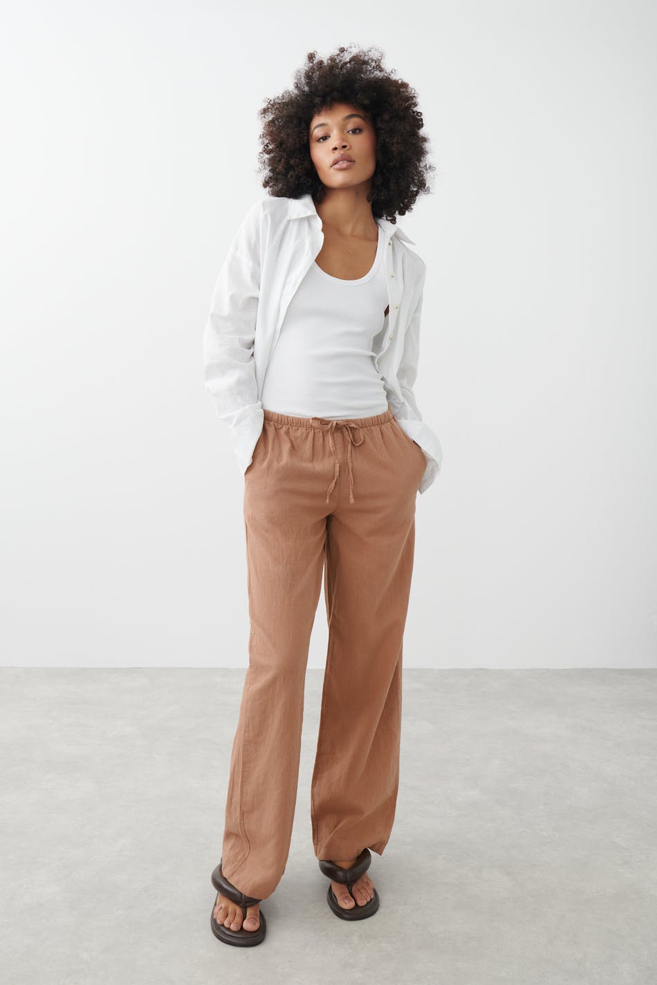 Linen blend trousers