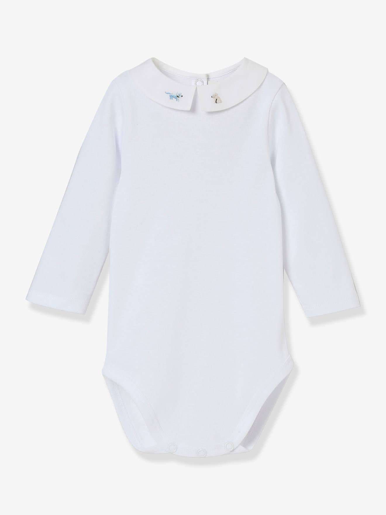 Body bébé col brodé CYRILLUS coton bio blanc