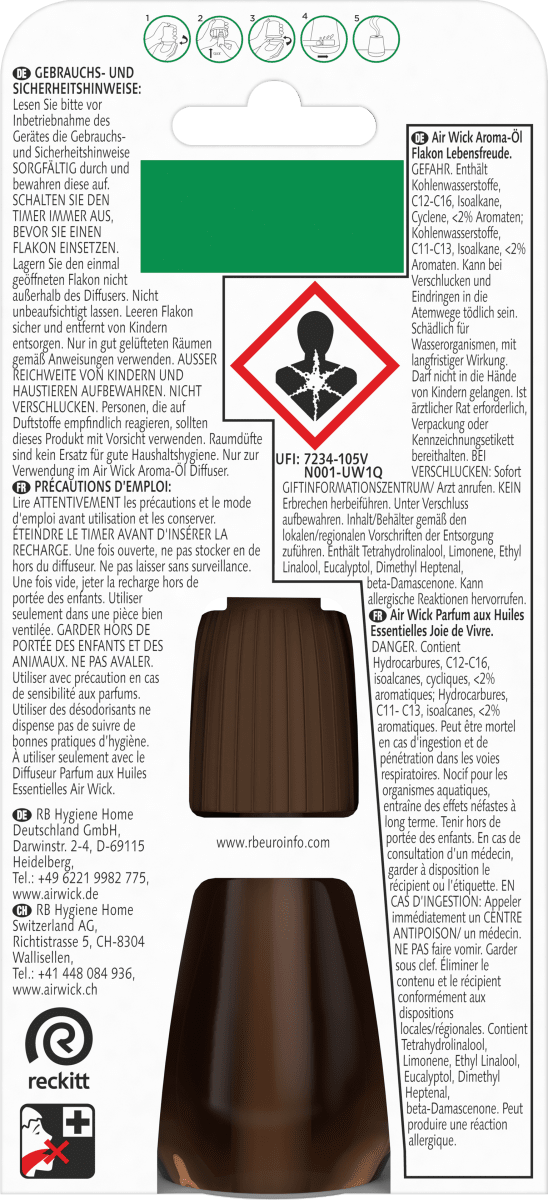 Lufterfrischer Aroma-Öl Lebensfreude Nachfüllpack, 1 St
